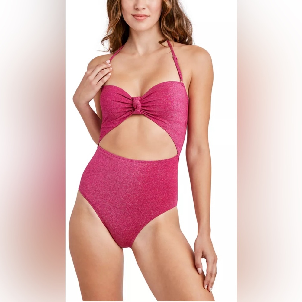 BCBGeneration Pink Startdust Keyhole One-Piece Swimsuit
